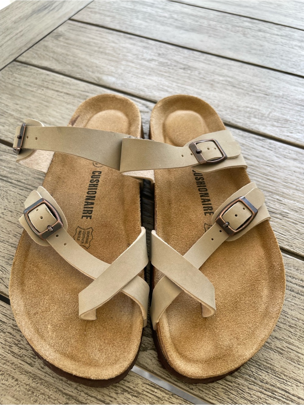 Cushionaire Luna Stone Cork Footbed Sandals Womens Size 8